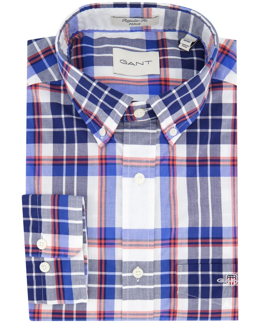 Gant overhemd wit geruit button-down