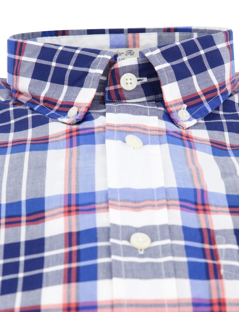 Gant overhemd wit geruit button-down wijde fit
