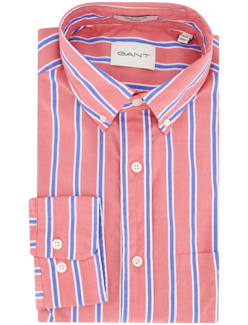 Gant overhemd rood gestreept lange mouw