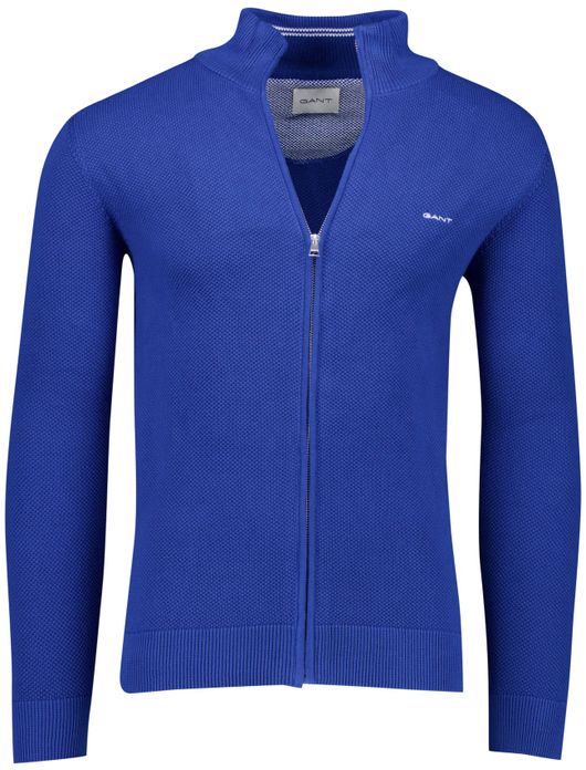 Gant vest blauw pique katoen