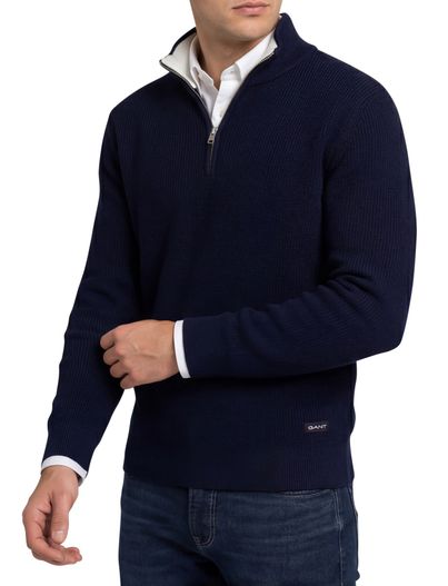 Gant katoenen Gant trui effen donkerblauw normale fit