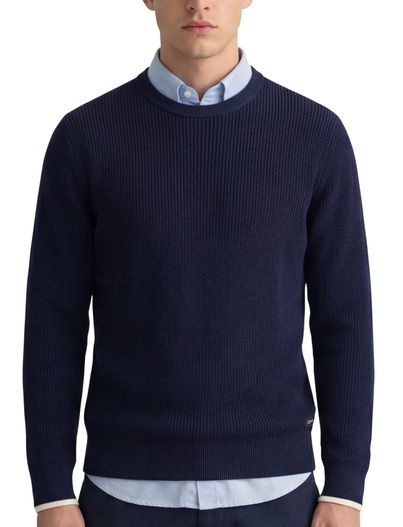 Gant katoenen Gant trui donkerblauw gebreid normale fit