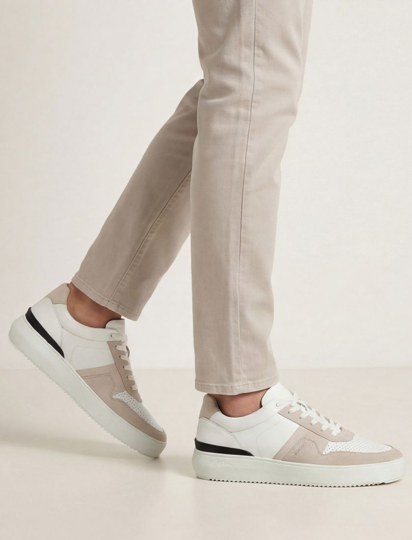 Blackstone sneakers wit beige veters