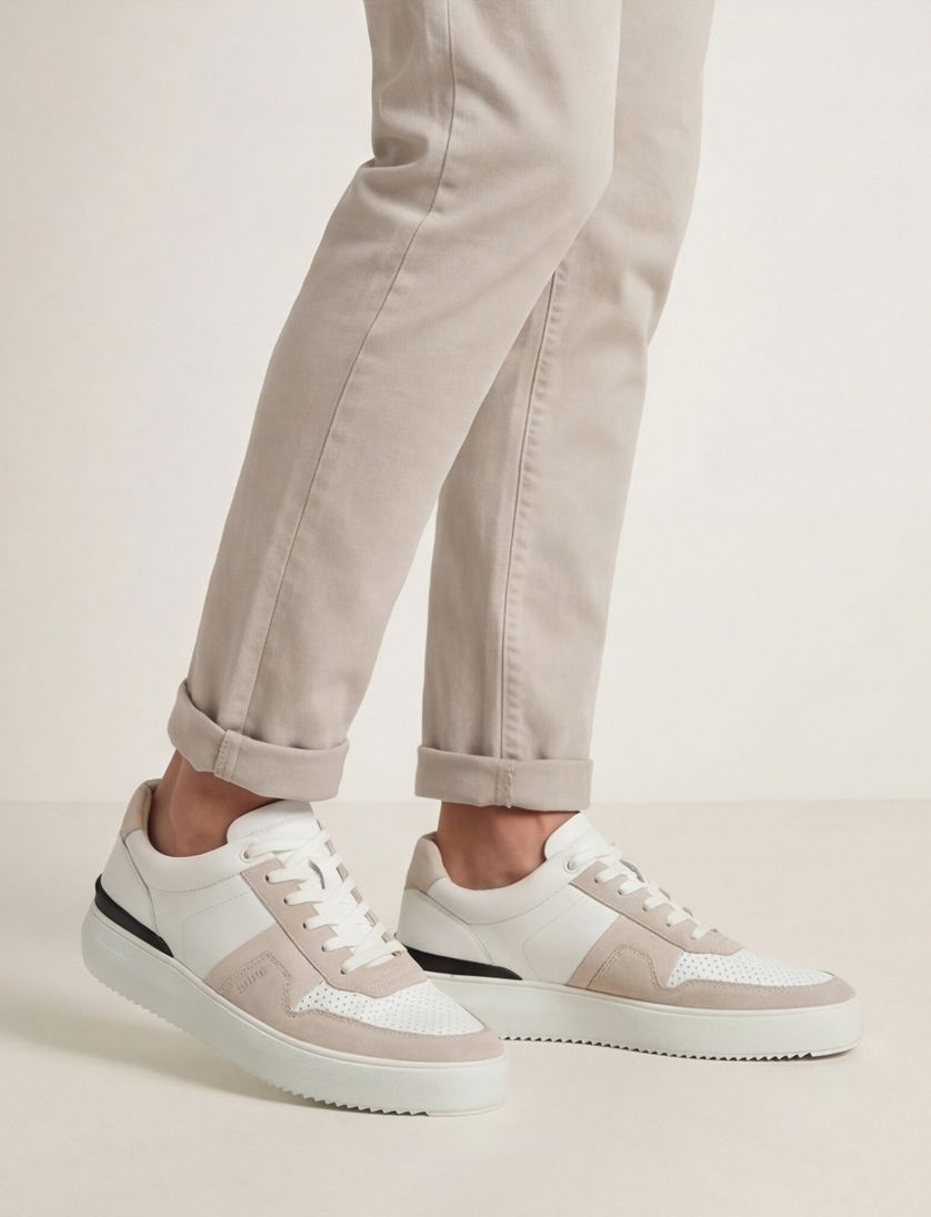 Blackstone sneakers wit beige veters