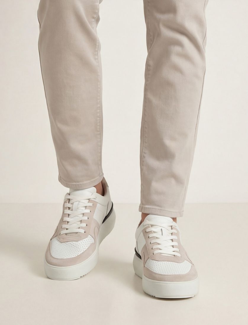 Blackstone sneakers wit beige veters