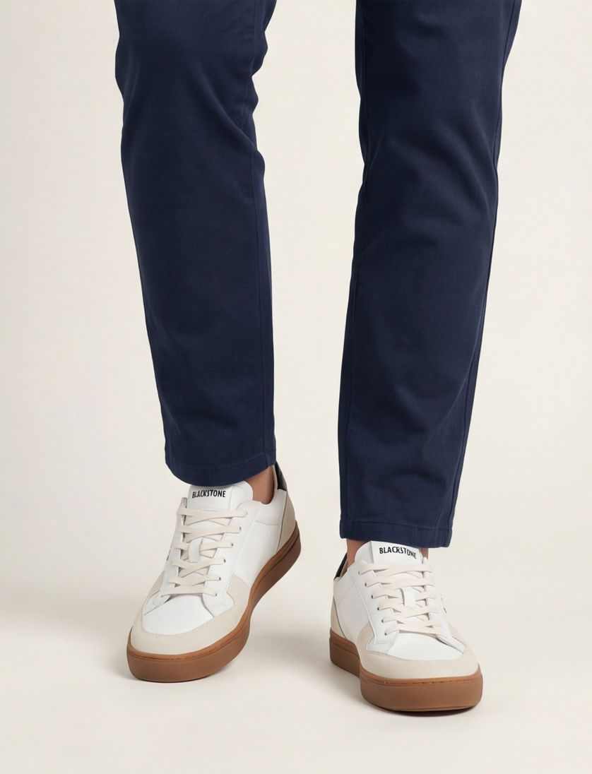 Blackstone sneakers wit creme structuur veters
