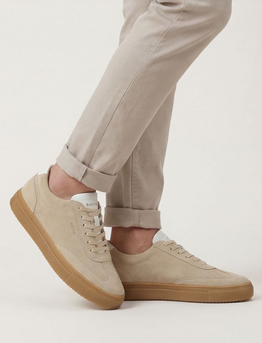 Blackstone sneakers beige effen veters