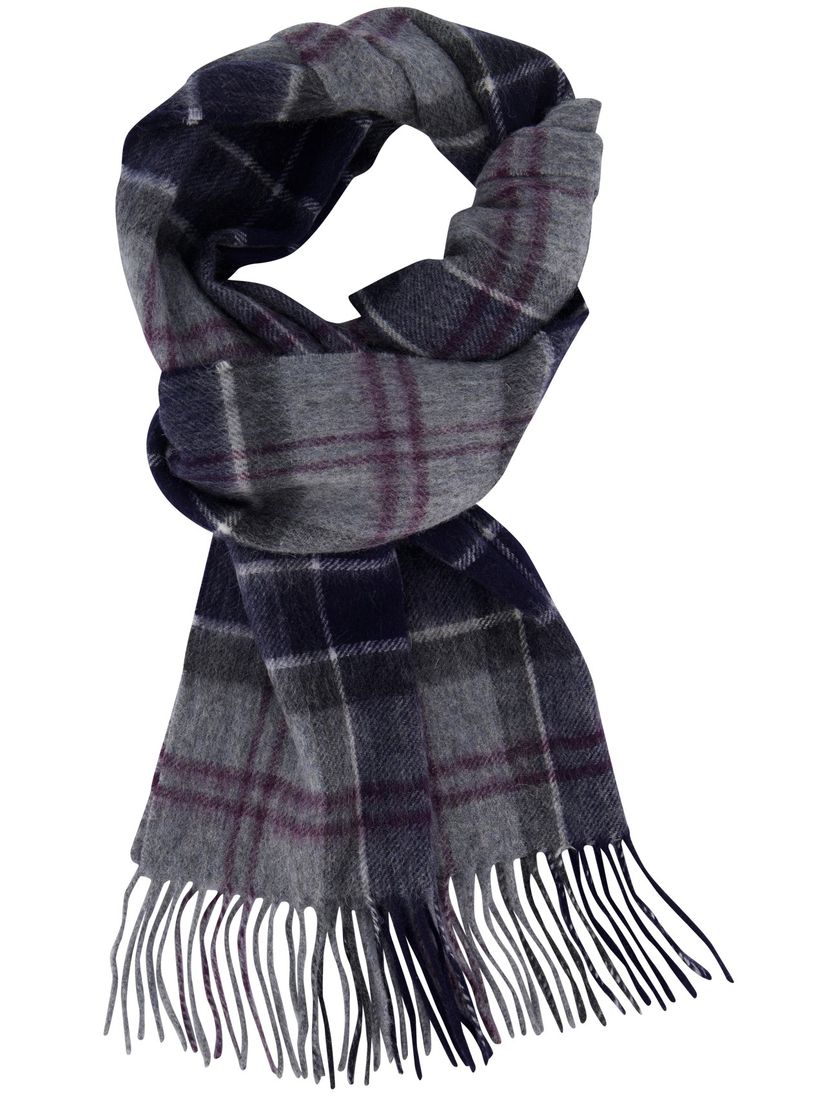 Barbour sjaal grijs geruit donkerblauw