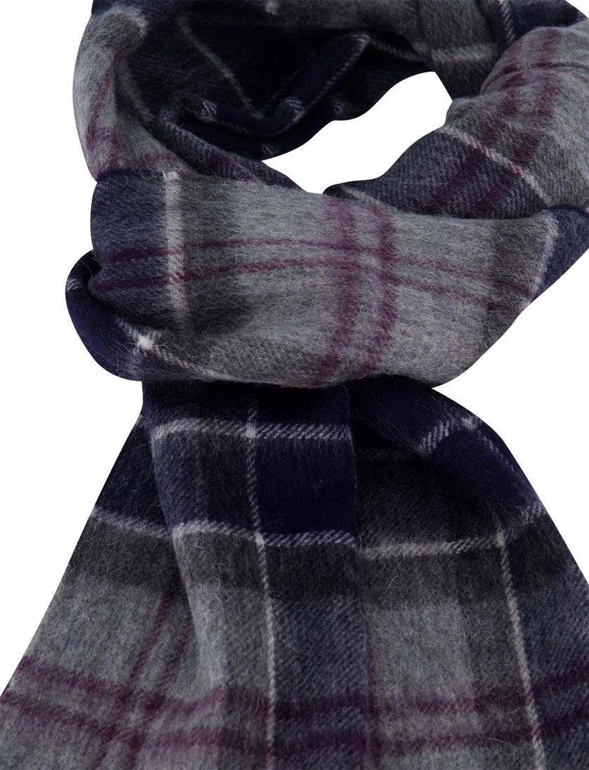 Barbour sjaal grijs geruit donkerblauw