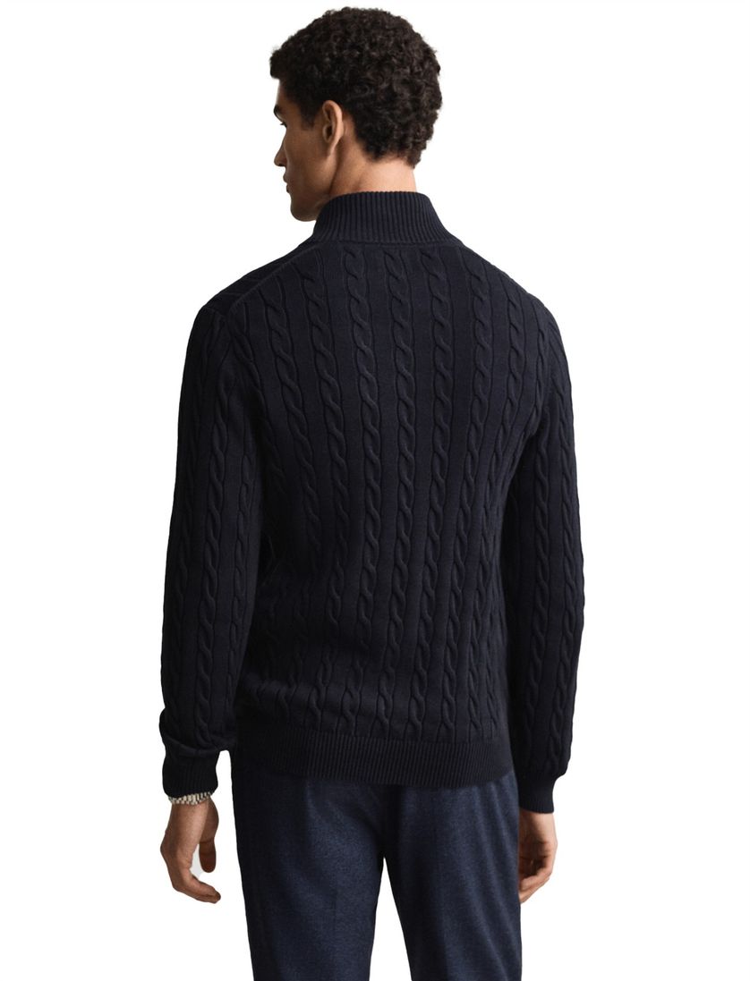 Gant trui half zip donkerblauw 100% katoen