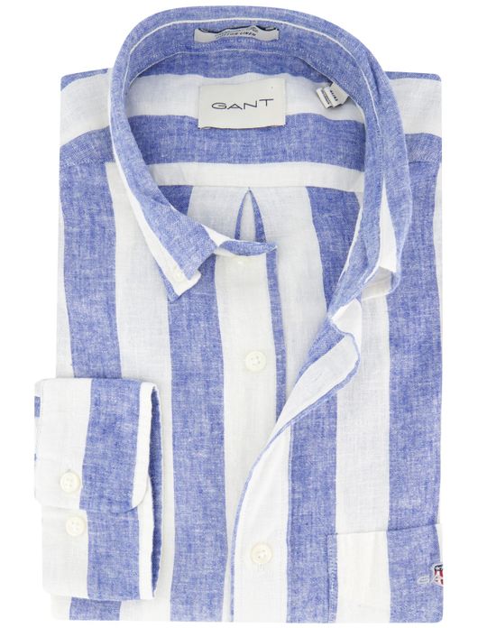Gant overhemd blauw gestreept regular fit