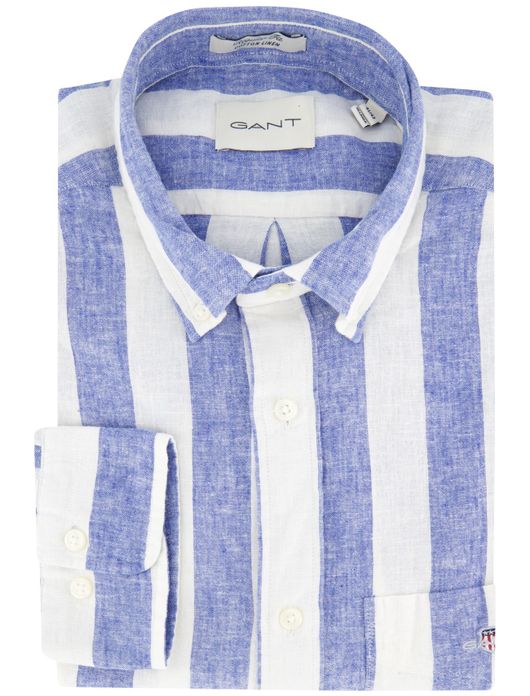 Gant overhemd blauw gestreept regular fit