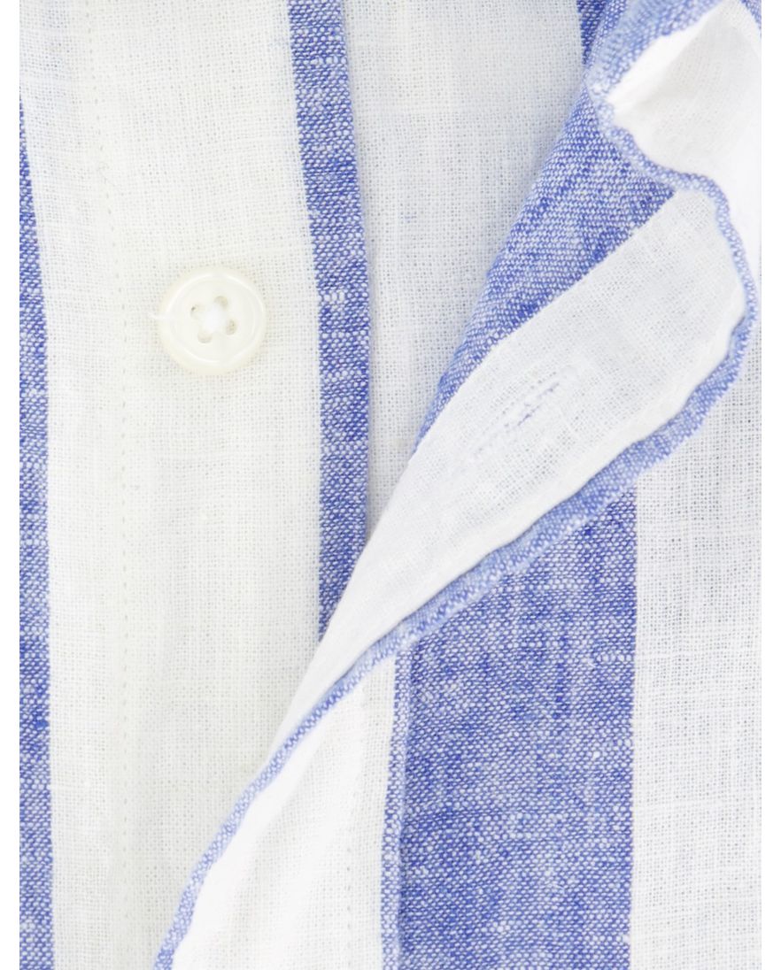 Gant Regular Fit overhemd blauw gestreept linnen