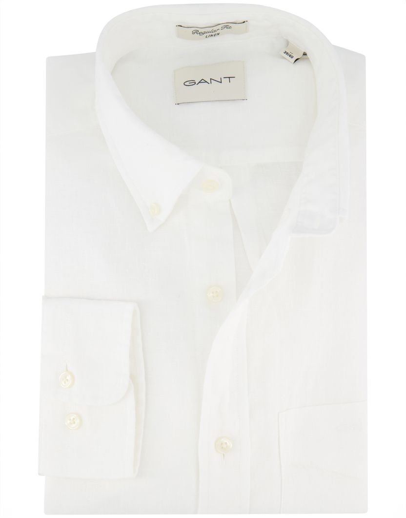 Gant overhemd wit linnen button-down