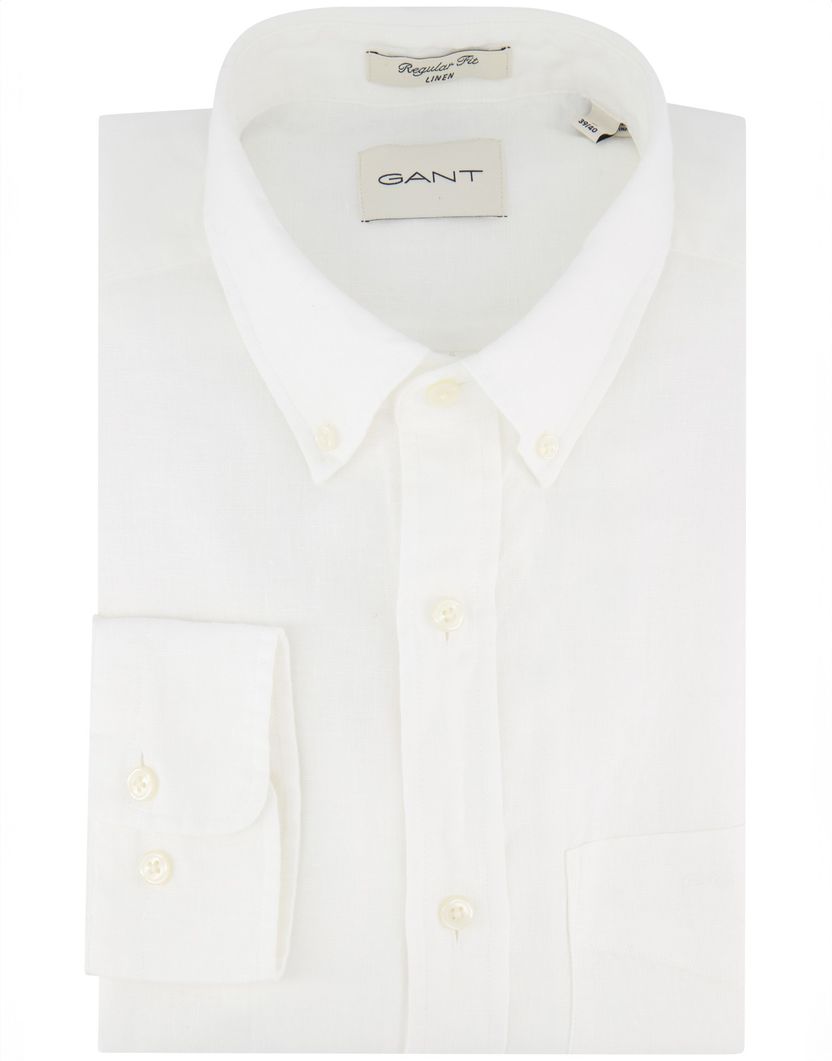 Gant overhemd wit linnen button-down