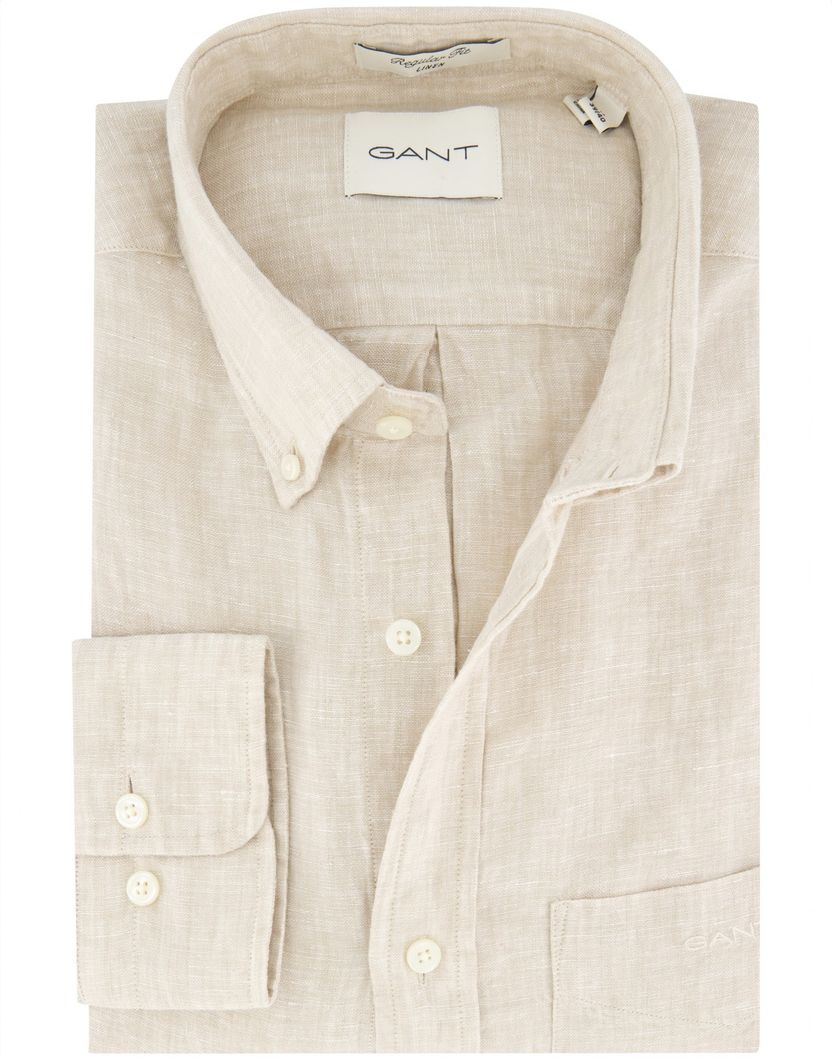 Gant overhemd beige linnen button-down