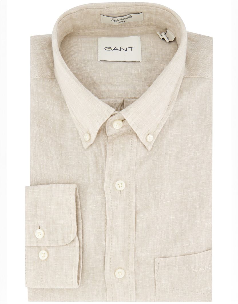 Gant overhemd beige linnen button-down