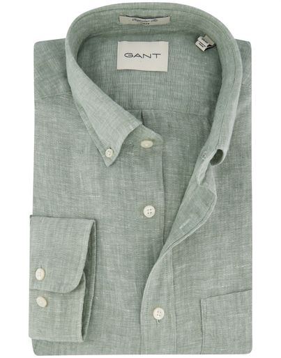 Gant Gant overhemd groen linnen