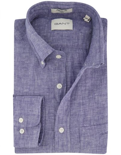 Gant Gant overhemd donkerblauw linnen