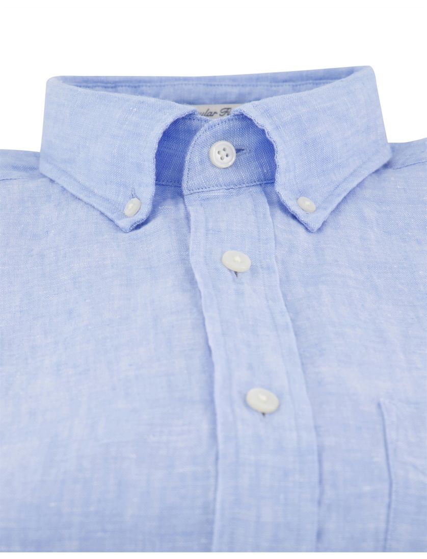 Gant overhemd lichtblauw linnen borstzak