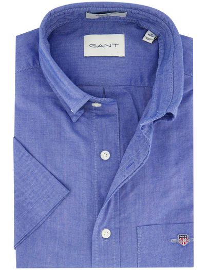 Gant Gant overhemd korte mouw katoen blauw