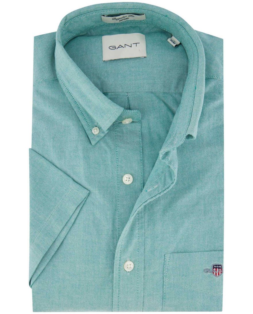 Gant katoenen overhemd korte mouw turquoise