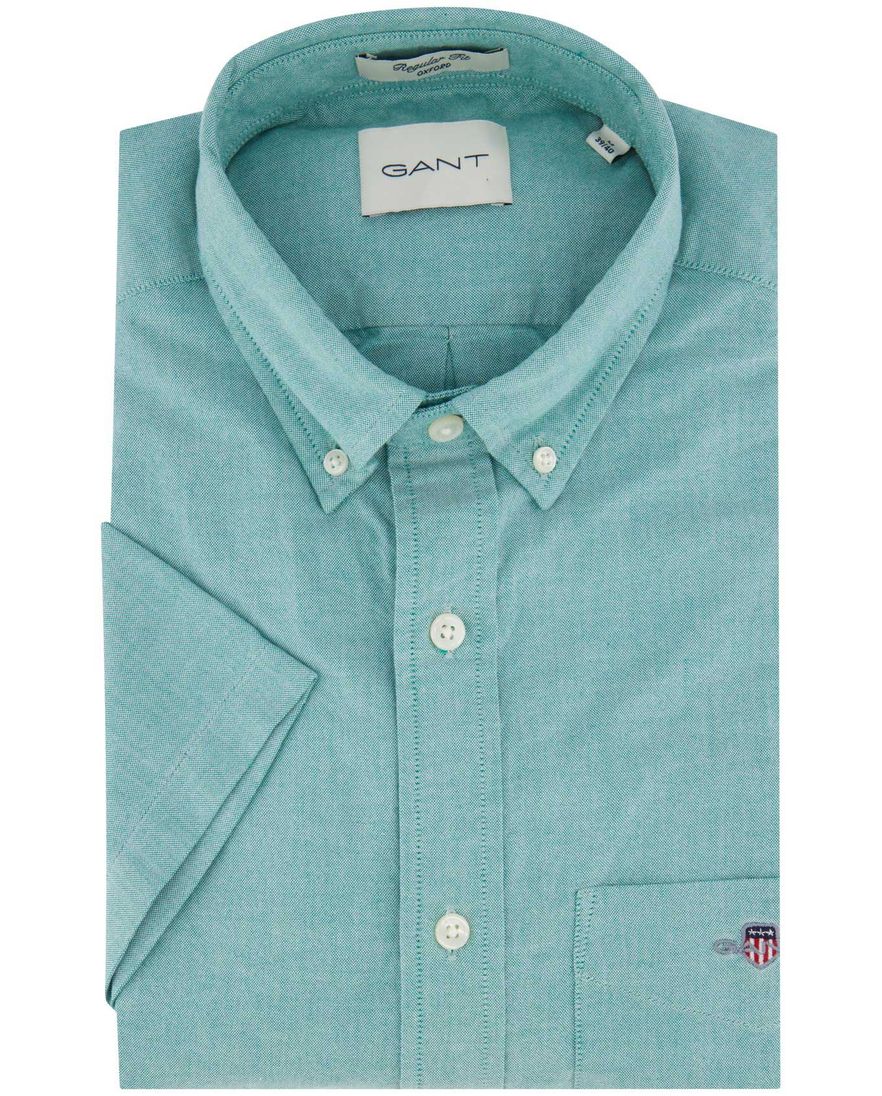 Gant katoenen overhemd korte mouw turquoise