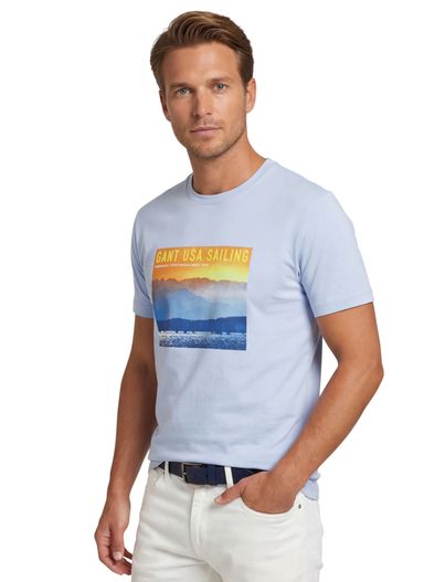 Gant Gant t-shirt blauw opdruk effen katoen
