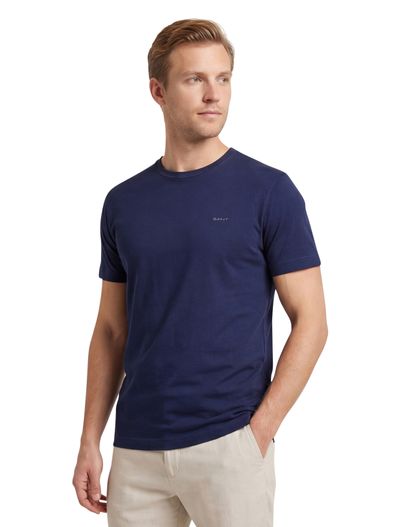 Gant Gant T-shirt donkerblauw effen Sunfaded SS ronde hals