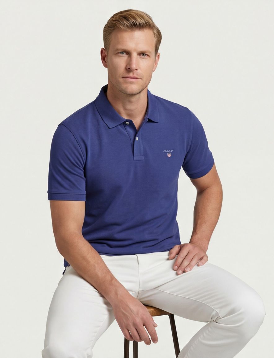 Gant Shield polo regular fit donkerblauw