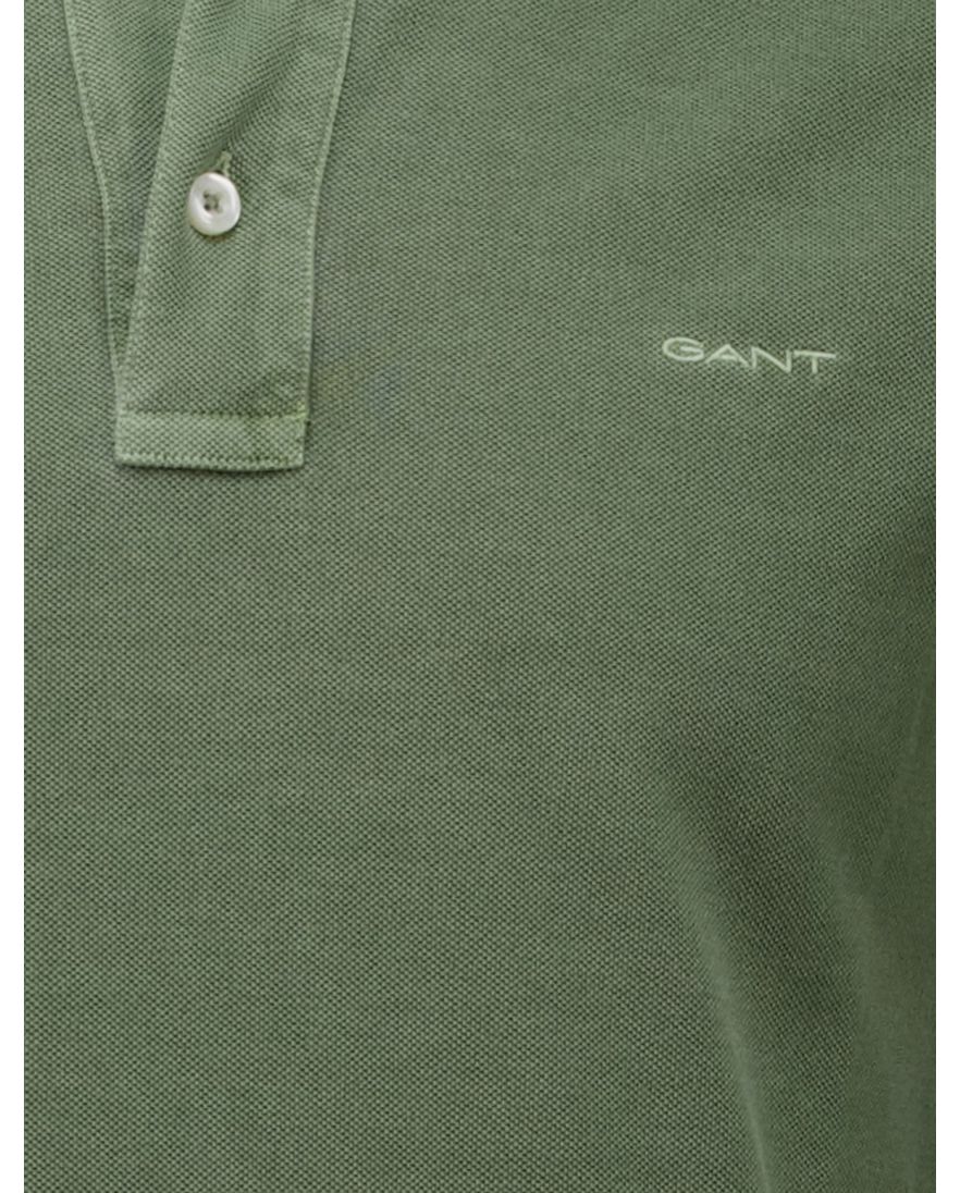 Gant polo groen effen 3 knoops Sunfaded SS korte mouw