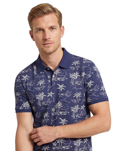 Gant Gant polo donkerblauw geprint 2-knoops normale fit