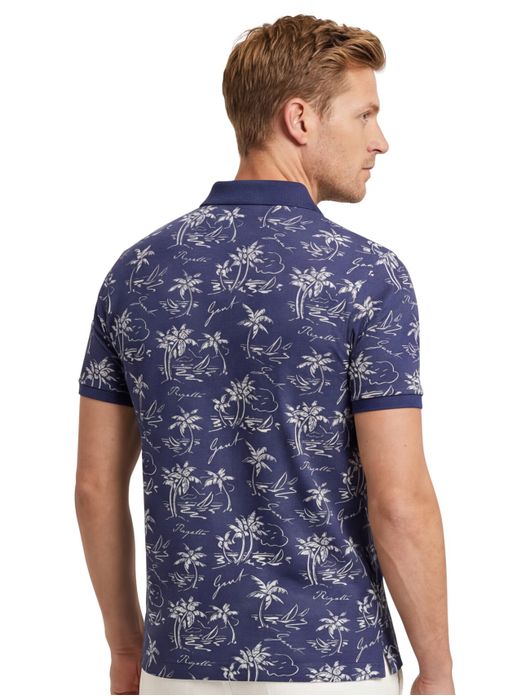 Gant polo donkerblauw Printed Polo 2-knoops