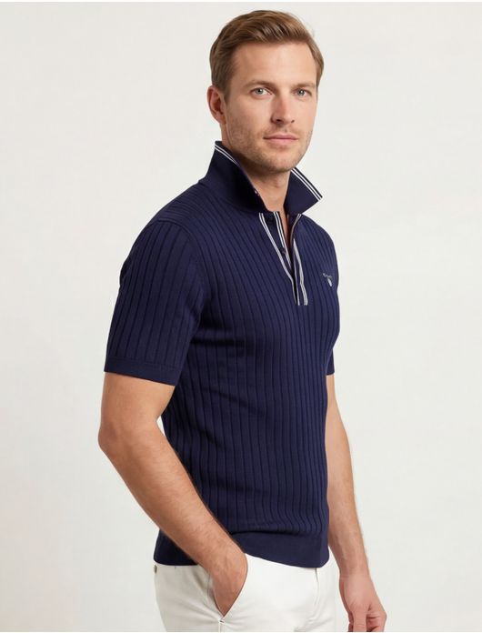 Gant polo donkerblauw strepen