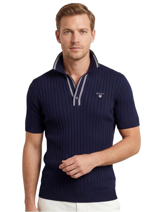 Gant polo donkerblauw strepen