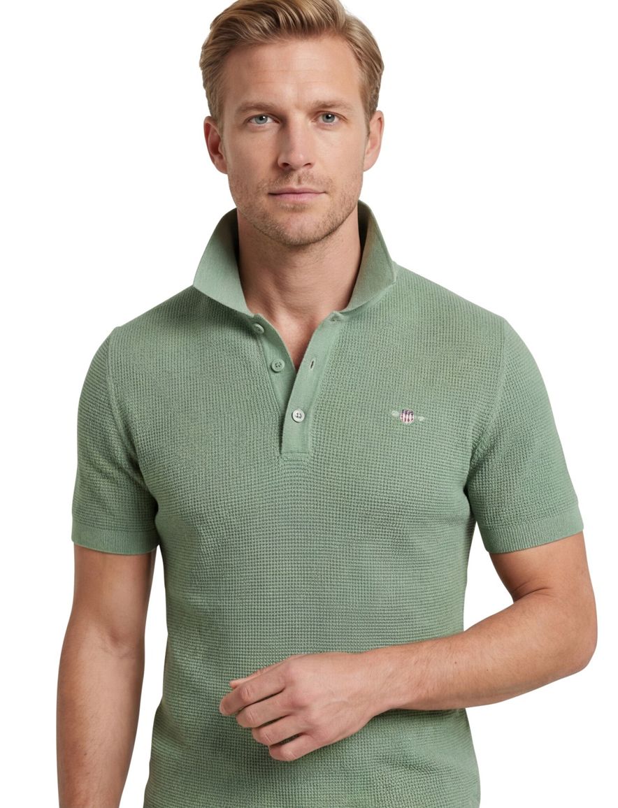 Gant polo groen effen pique