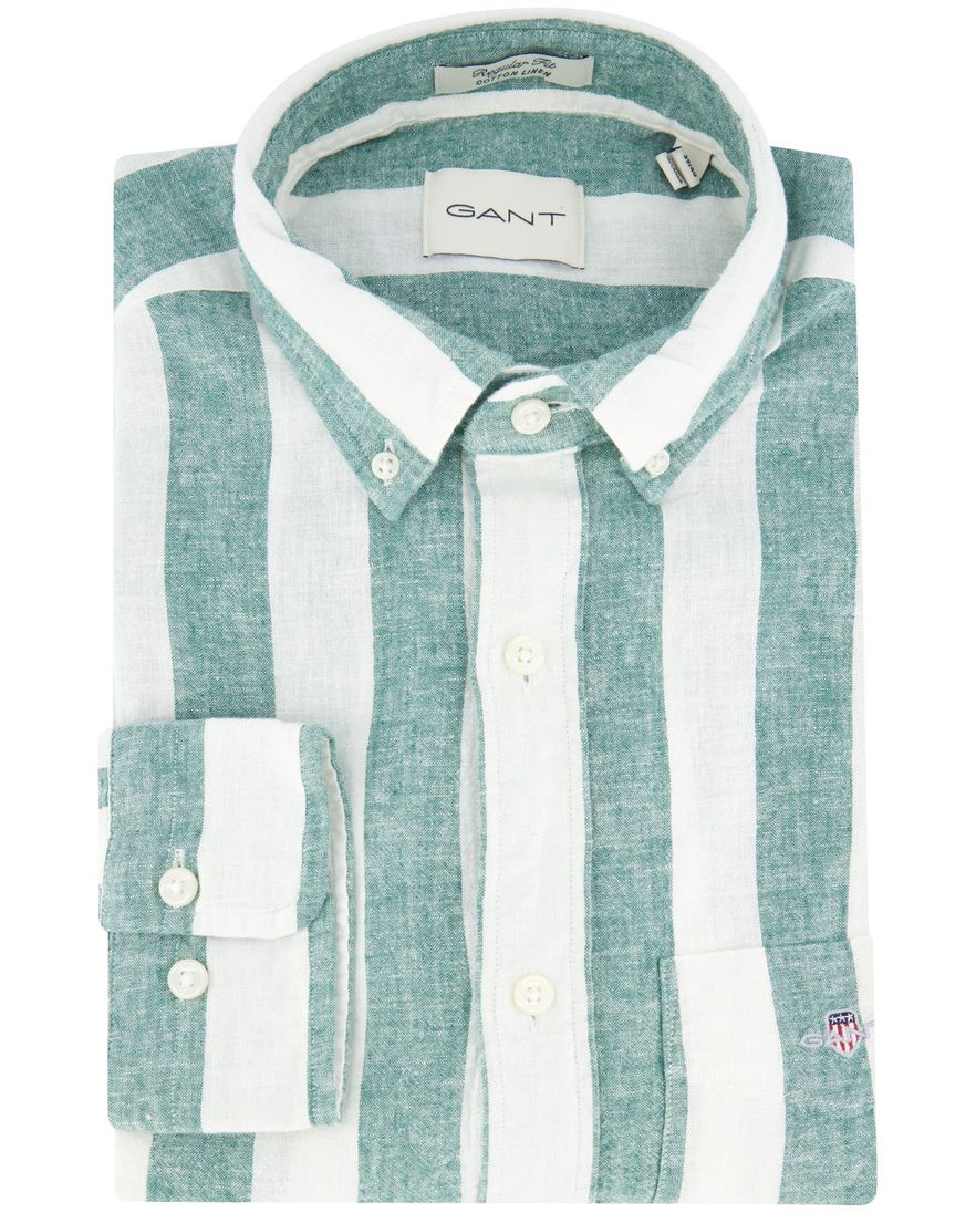 Gant overhemd groen gestreept lange mouw