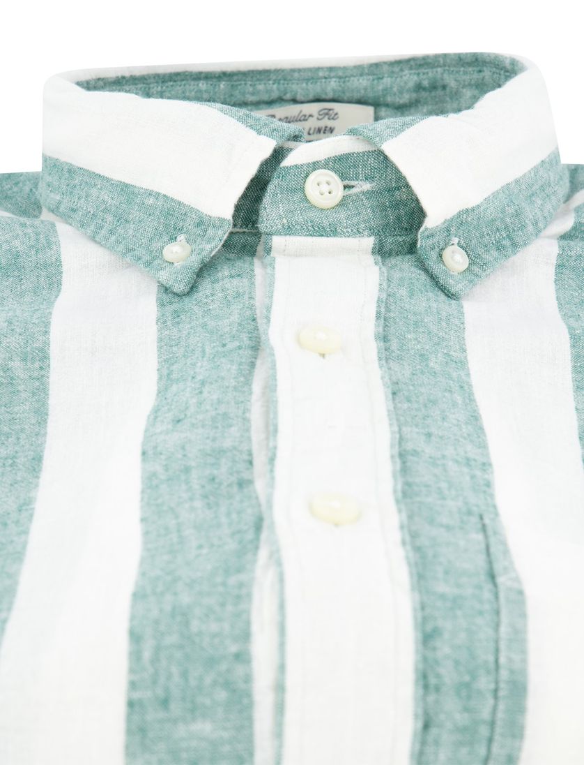 Gant overhemd groen gestreept linnen