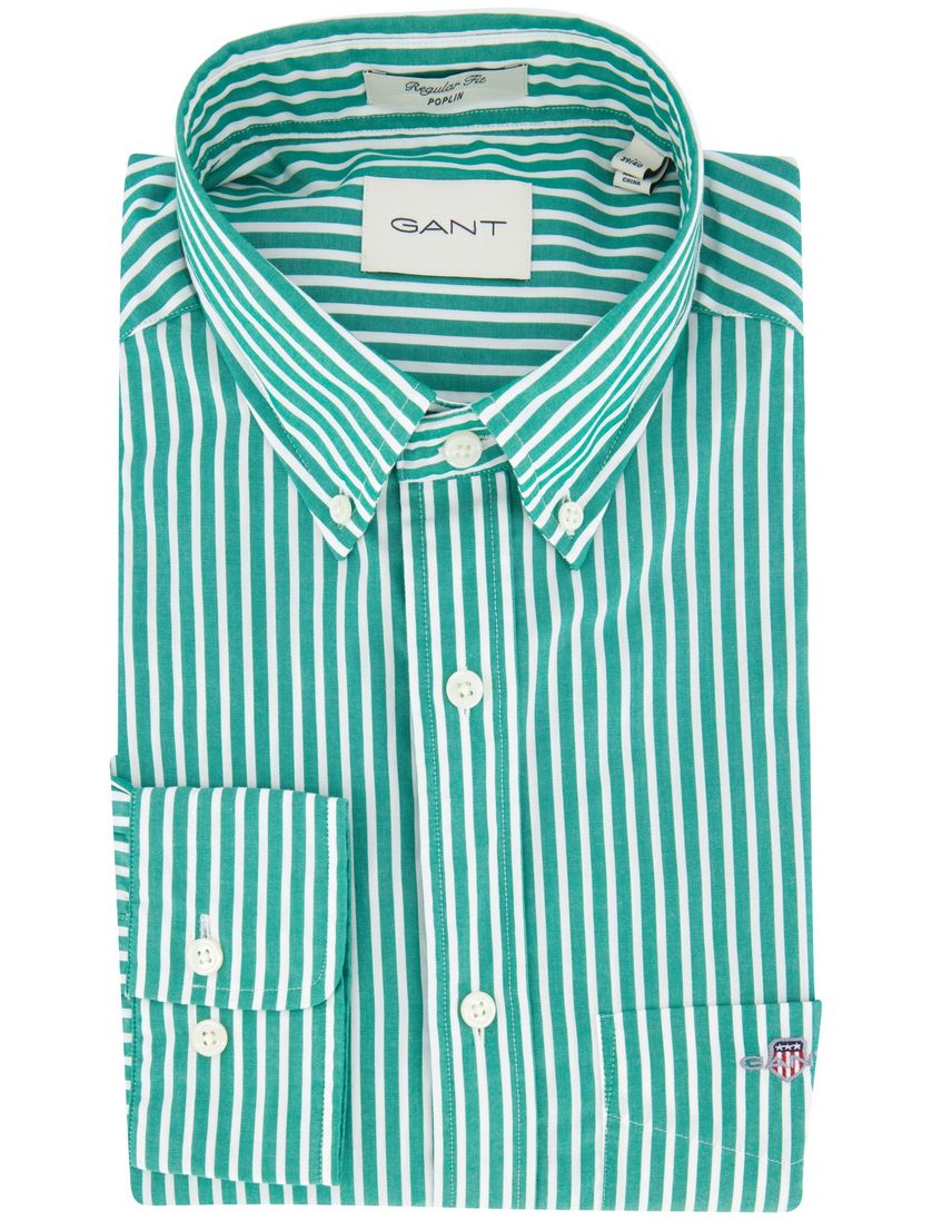 Gant overhemd gestreept groen regular fit