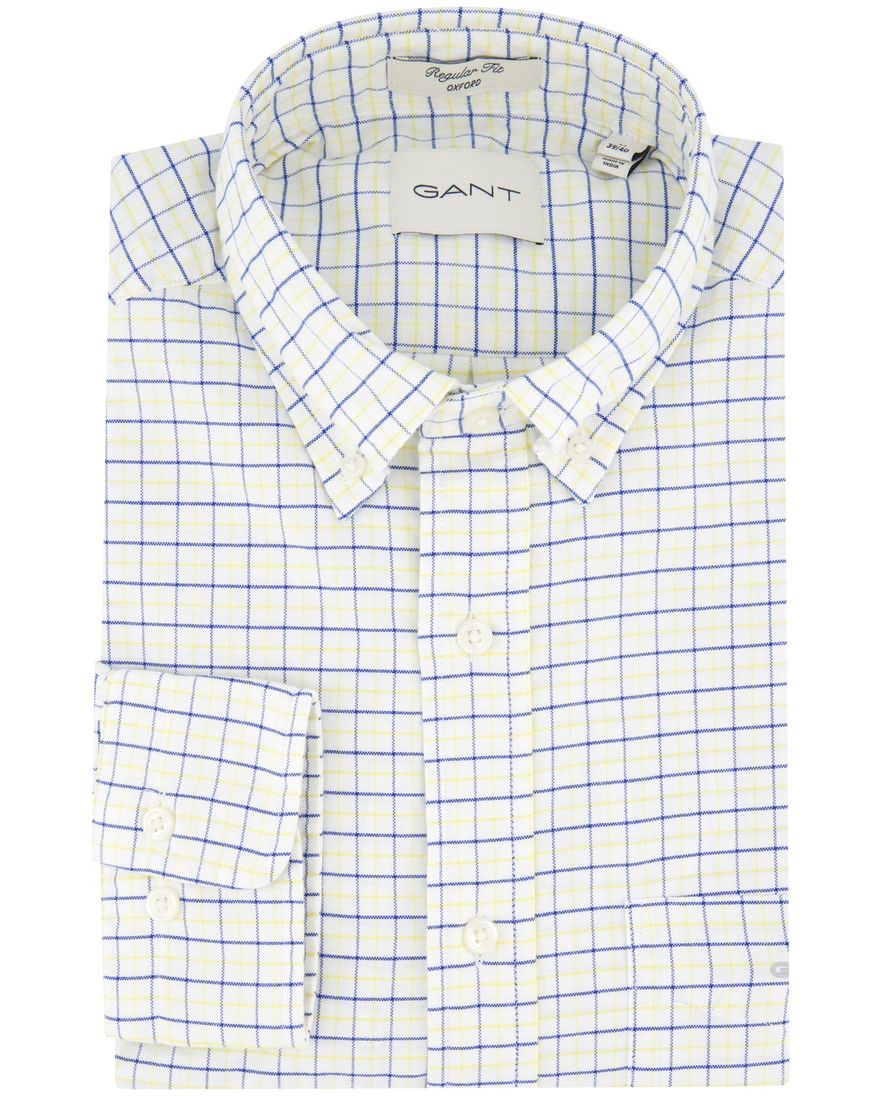 Gant overhemd blauw geel wit geruit