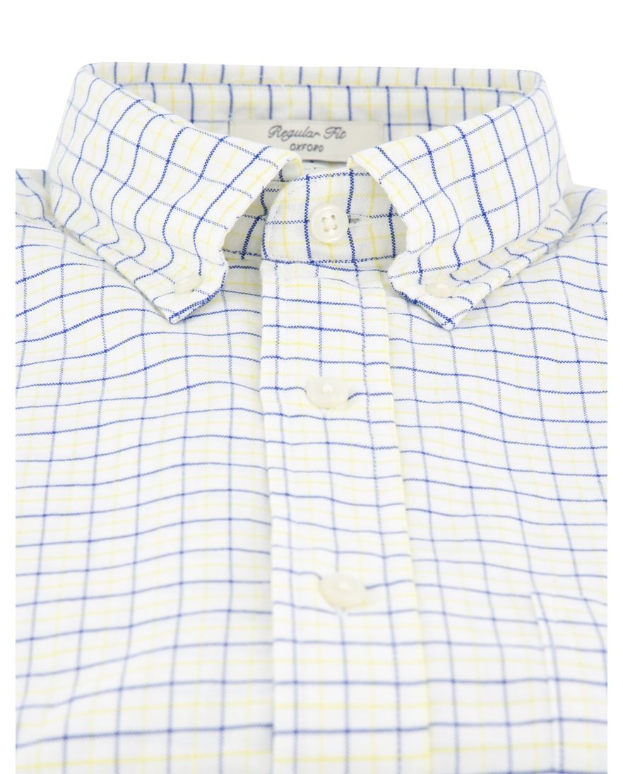 Gant overhemd blauw geel wit geruit