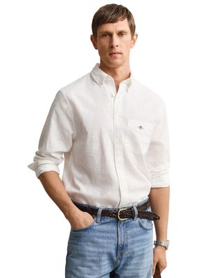 Gant Gant overhemd wit linnen lange mouw