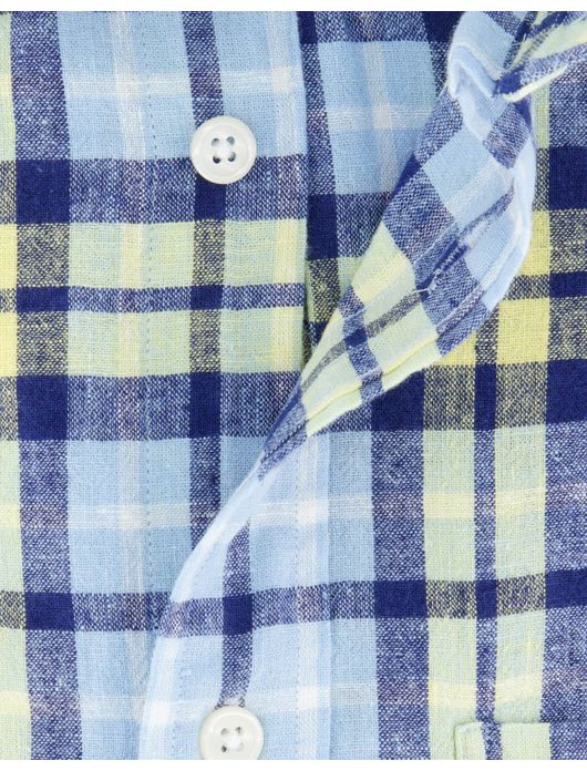 Gant overhemd blauw korte mouw