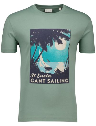 Gant Gant T-shirt groen met afdruk geprint