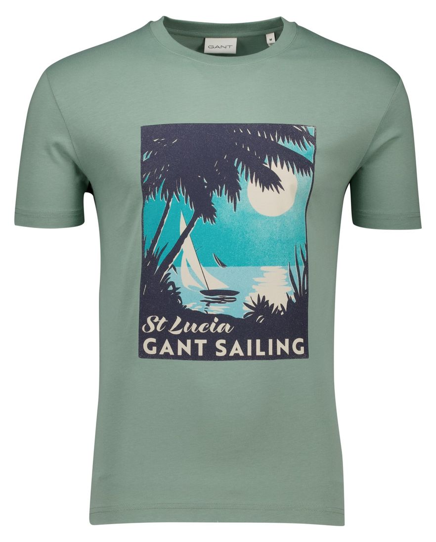 Gant T-shirt groen met afdruk katoen