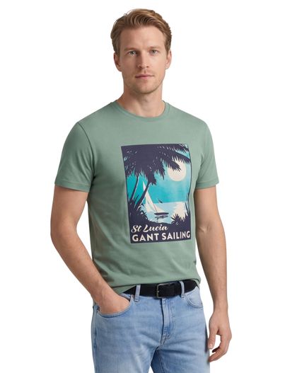 Gant Gant T-shirt groen met afdruk geprint