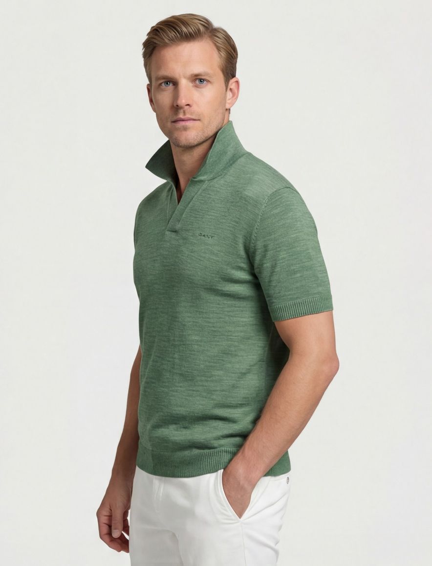 Gant polo groen katoen v-hals