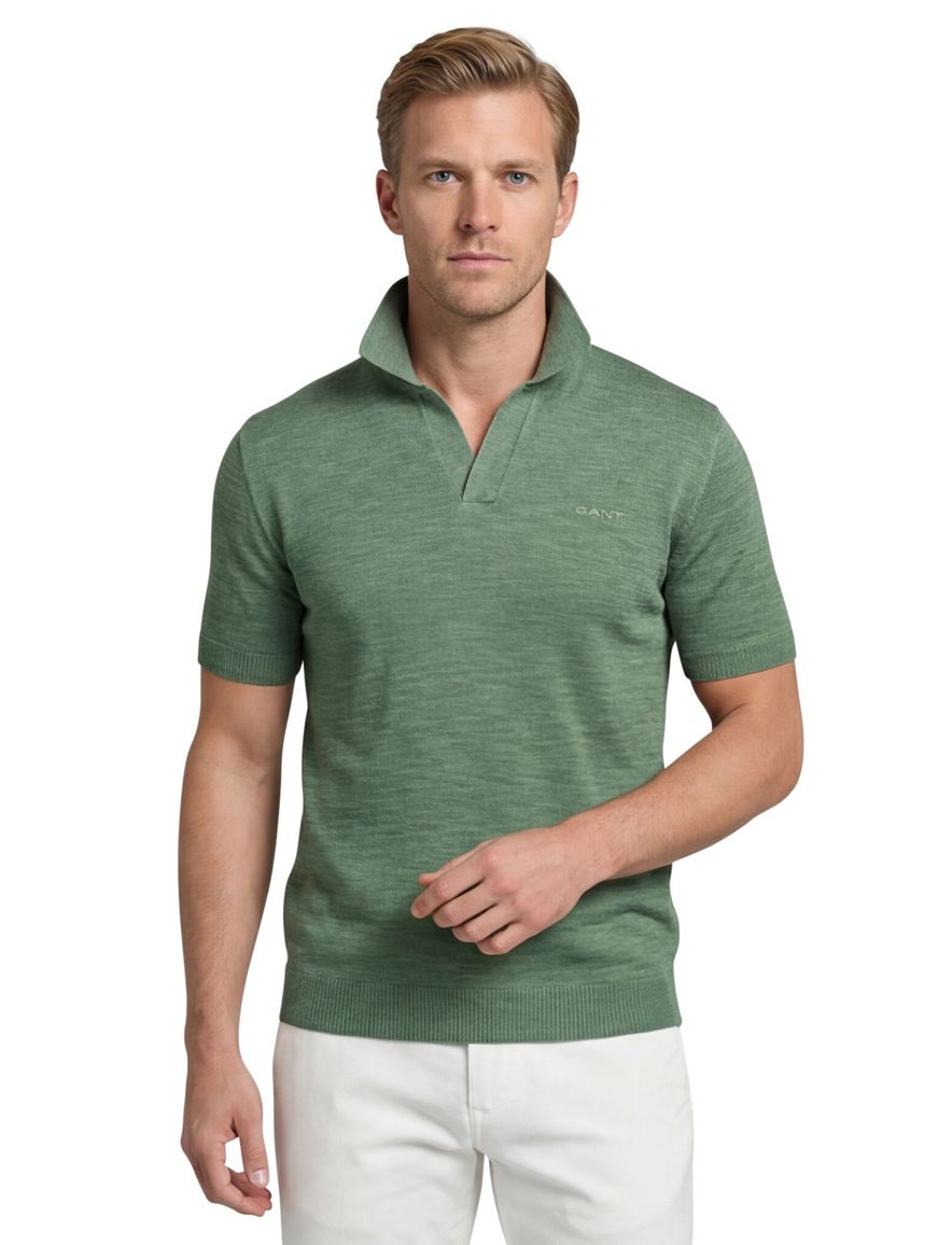 Gant polo groen katoen v-hals