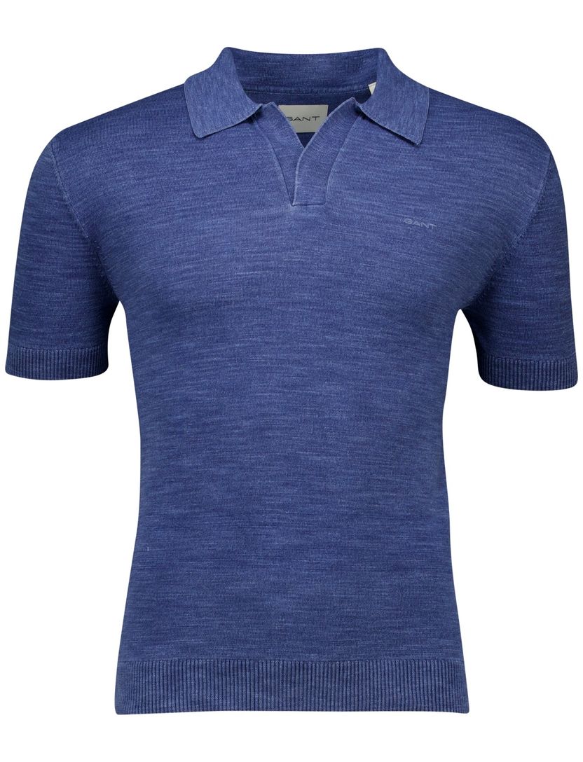 Gant sunfaded polo blauw v-hals katoen