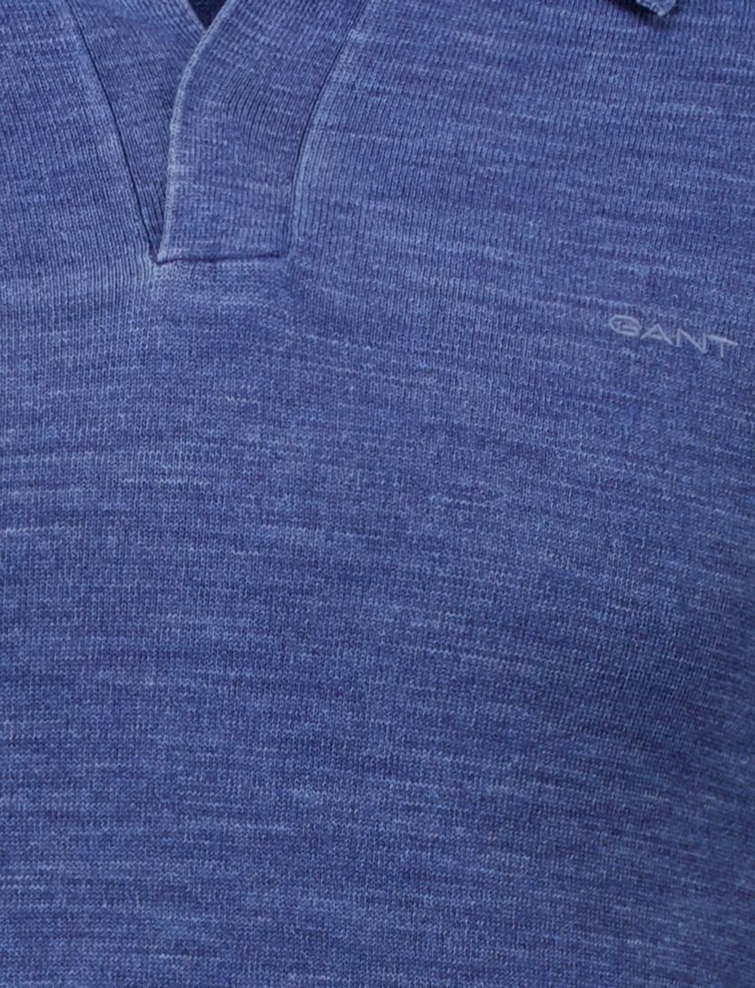 Gant sunfaded polo blauw v-hals katoen